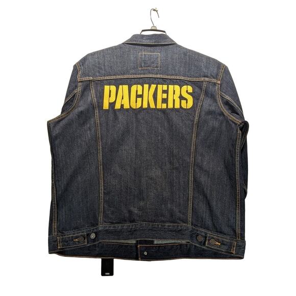 Levis Mens NFL Green Bay Packers Navy Blue Denim Jean Trucker Jacket 3XL NWT NOS - Picture 1 of 15